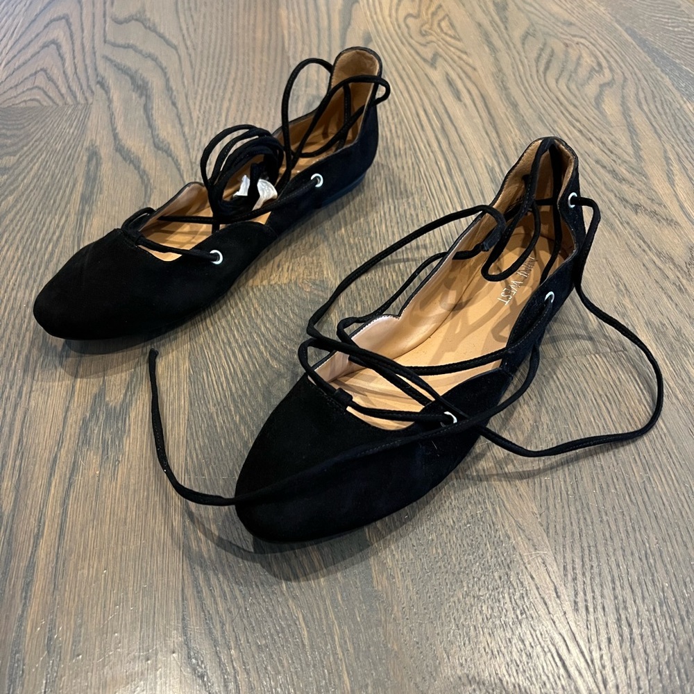 Nine West Zafirah Leather Ballet Flats NWT 8.5 Black MSRP $89